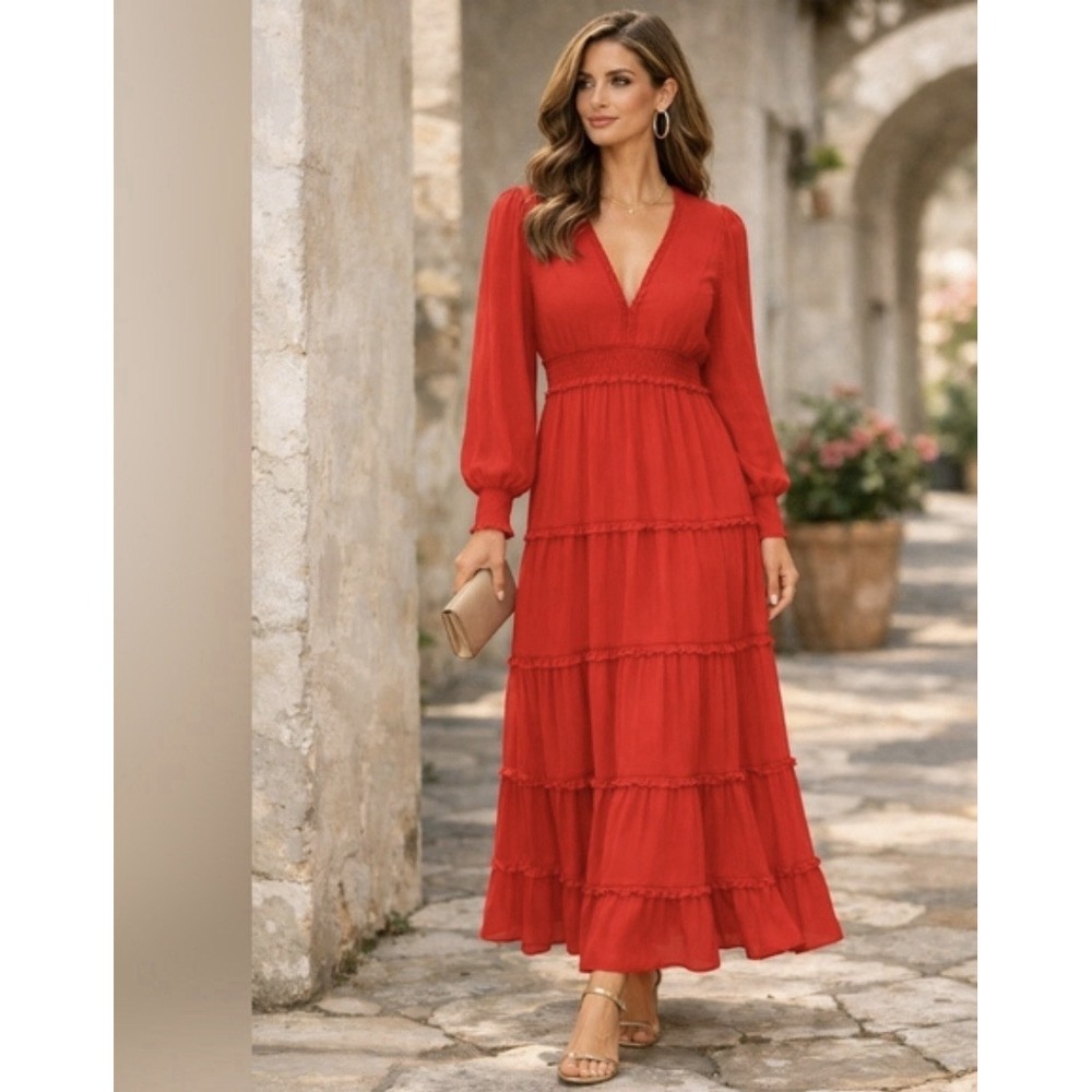 Chelsea & Violet XS Dress Vibrant Red Long Sleeve NWT